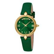 Klassiek Leren Analoog Horloge voor Vrouwen Just Cavalli , Green , Dam...