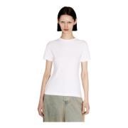 T-shirt met omgekeerd logo borduurwerk Vetements , White , Dames