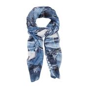 Blauwe Print Sjaal Polyester Vrouwen Herfst/Winter Desigual , Multicol...