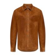 Leren shirt Navarro AllSaints , Brown , Heren