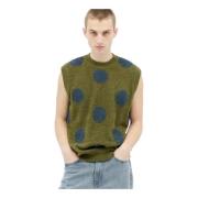 Polka Dot Gebreide Trui Vest Brain Dead , Green , Heren