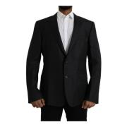 Slim Fit Wollen Jas Blazer Dolce & Gabbana , Black , Heren