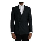 Zwart Gestreepte Double Breasted Coat Blazer Dolce & Gabbana , Black ,...