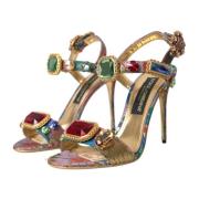 Kristal Jacquard Enkelband Sandalen Dolce & Gabbana , Multicolor , Dam...