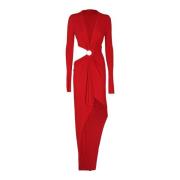 Elegante Lange Jurk met Uitsparingen Alexandre Vauthier , Red , Dames