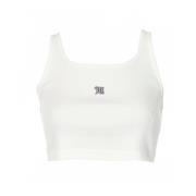 Cropped Tanktop met Logo Stitching Misbhv , White , Dames