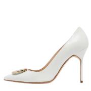 Pre-owned Leather heels Manolo Blahnik Pre-owned , White , Dames