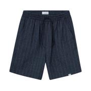 Lichte Linnen Trekkoord Shorts Les Deux , Blue , Heren