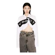 Twisted Logo Print Crop T-Shirt Y/Project , White , Dames