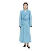 Denim Trench Coat Dries Van Noten , Blue , Dames