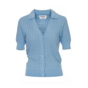 V-Hals Gebreid Poloshirt Fabio Essentiel Antwerp , Blue , Dames