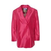 Elegante Zijden Blazer met Peak Revers Munthe , Pink , Dames