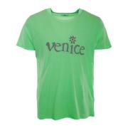 Venice T-shirt met voor- en achterprints ERL , Green , Heren