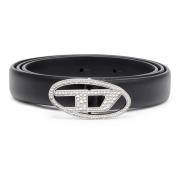 Ovaal Logo Strass Riem Diesel , Black , Dames