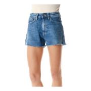 High Waist Denim Shorts met Rafelzoom Pepe Jeans , Blue , Dames