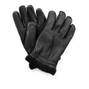 Hertenleren handschoenen met fleecevoering Hestra , Black , Heren
