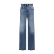 Blauwe Denim Straight Leg Pant Brunello Cucinelli , Blue , Dames