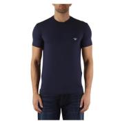 Modal Stretch Logo Geborduurd T-shirt Emporio Armani , Blue , Heren