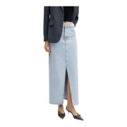 Blauwe Katoenen Rok met Ritssluiting Mango , Blue , Dames