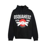 Zwart Logo Sweatshirt Italiaans Katoen Dsquared2 , Black , Heren