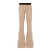 Beige Crochet Knit Flared Broek Palm Angels , Beige , Dames