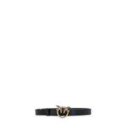 Zwart Leren Riem met Love Birds Sluiting Pinko , Black , Dames