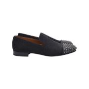 Pre-owned Leather flats Christian Louboutin Pre-owned , Black , Dames