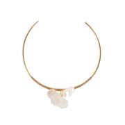 Vergulde Petal Choker Ketting Malababa , White , Dames