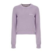 Lila Katoenen Crewneck Sweatshirt Geborduurd Logo Palm Angels , Purple...