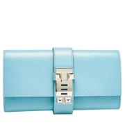 Pre-owned Leather clutches Hermès Vintage , Blue , Dames