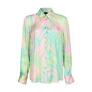 Satin Splash Shirt Groen Roze Pinko , Multicolor , Dames