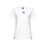 Geborduurd Hart Logo T-shirt Pinko , White , Dames