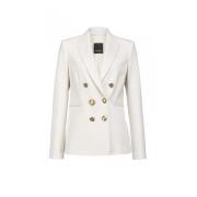 Elegante Double-Breasted Jas met Juweelknopen Pinko , White , Dames