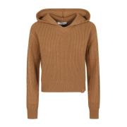 Bruine Hoodie met Pointelle Motief Victoria Beckham , Brown , Dames