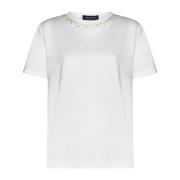 Witte Kralen Crew Neck T-shirts Fabiana Filippi , White , Dames