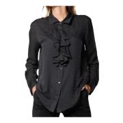 Viscose en Zijde Chemise Mason's , Black , Dames