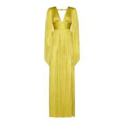 Gele Zijden Mesh Jurk met Kristalversiering Maria Lucia Hohan , Yellow...