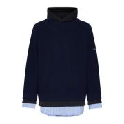Blauwe Sweaters met Wit/Blauw Detail Balenciaga , Blue , Heren