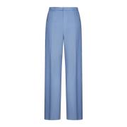 Blauwe Wol Wijde Pijp Broek Lanvin , Blue , Heren