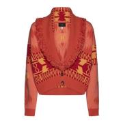 Icon Jacquard Cardibomber Sweaters Alanui , Orange , Dames