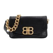 Leren schoudertas met frontaal BB-logo Balenciaga , Black , Dames