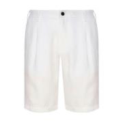 Bermuda Linnen Shorts Eleventy , White , Heren