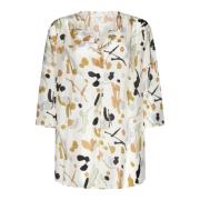 Abstract Patroon Zijden Satijnen Shirt Alysi , Multicolor , Dames