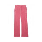 Fluwelen Track Pants met Strass Logo Juicy Couture , Pink , Dames
