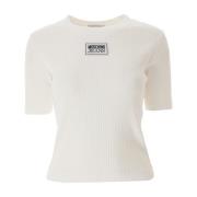 Katoen Logo Patch T-Shirt Moschino , White , Dames