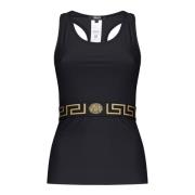 Zwarte Signature Greca Detailing Top Versace , Black , Dames