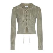 Groene Ribgebreide Trui Vetersluiting Filippa K , Green , Dames