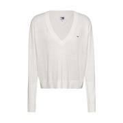 Witte Sweater Elegant Veelzijdig Tijdloos Tommy Jeans , White , Dames