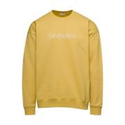 Gele Logo Geborduurde Crewneck Sweatshirt Saint Laurent , Yellow , Her...