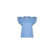 Vlinder Mouw Katoenen T-shirt Fabienne Chapot , Blue , Dames